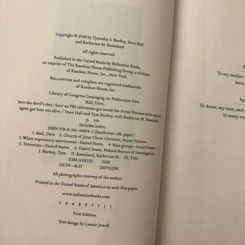 Into the Devil's Den How an FBI Informant Got Inside the Aryan Nations 1st Ed HC